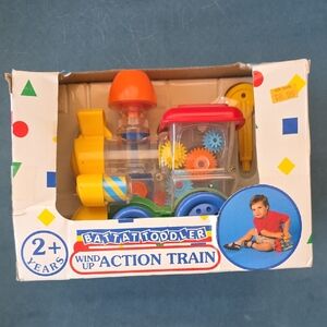 Battat Toddler Wind-Up Train - Red, Blue, Yellow
